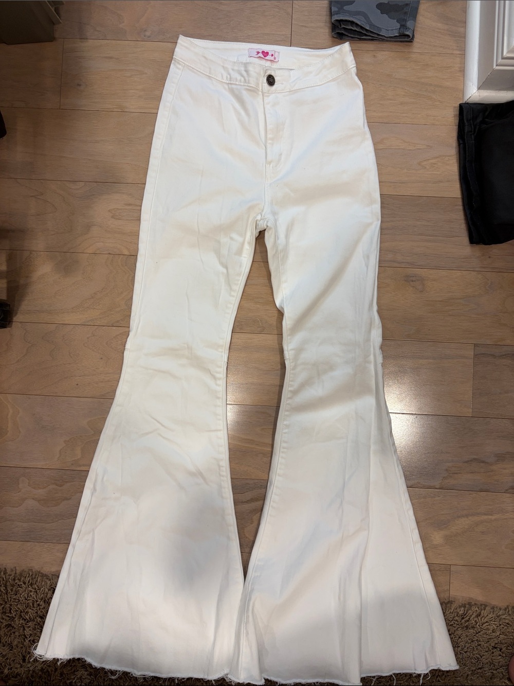 Buddy Love White Jeans with Pink Heart Label